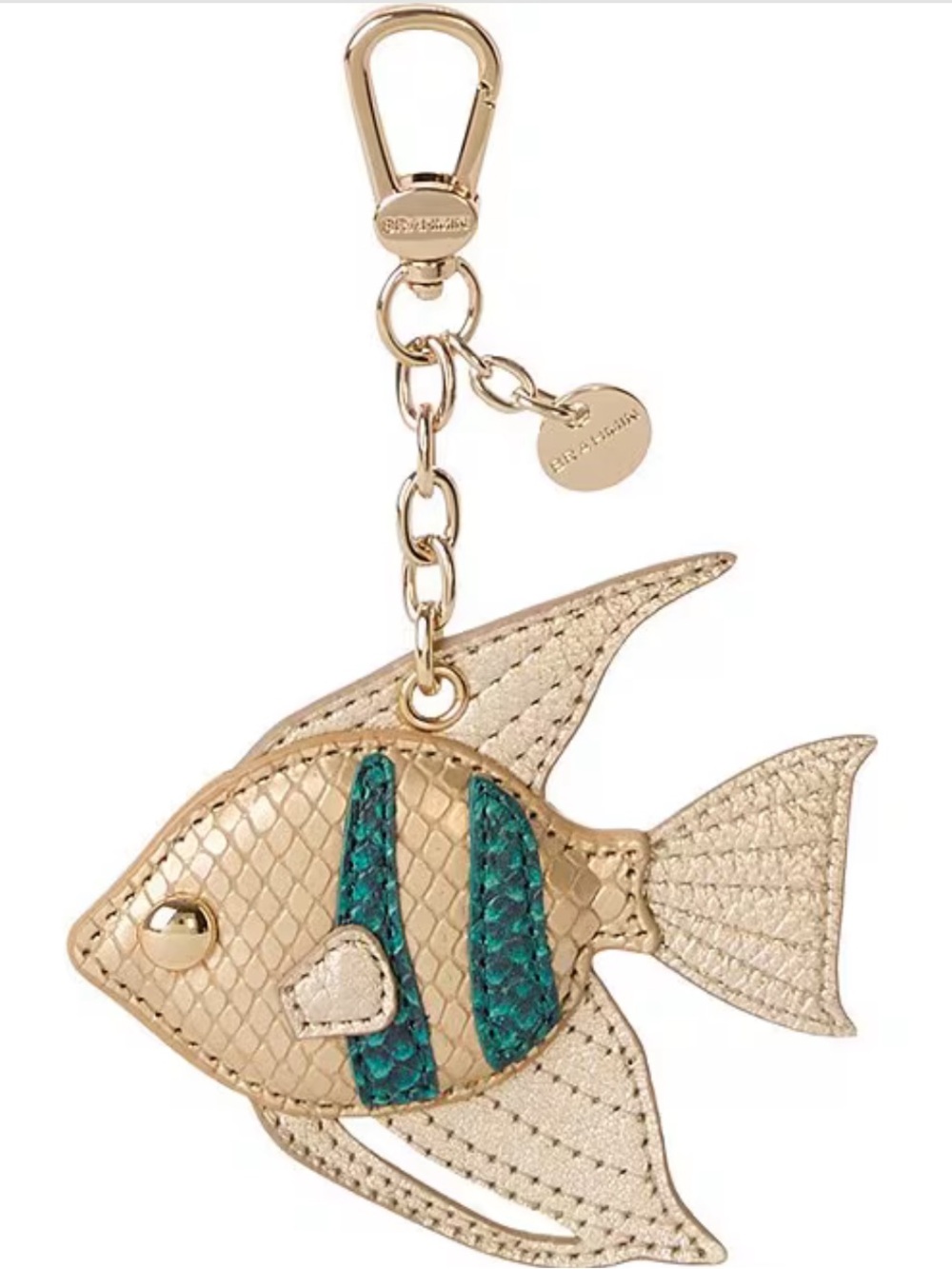 BRAHMIN Angel Fish Hangoff Blue Mariner Genuine Leather Bag Charm, NWT
